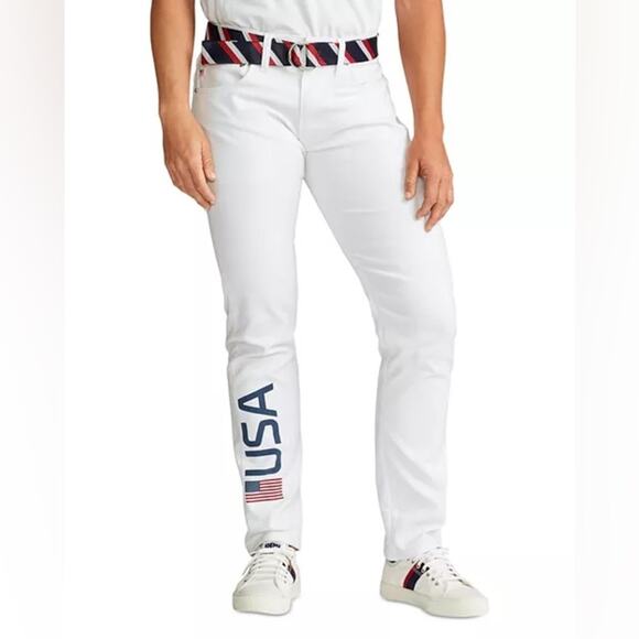 NWT New Polo Ralph Lauren Team USA 2020 Official White Jeans Women’s 10 - Picture 1 of 12